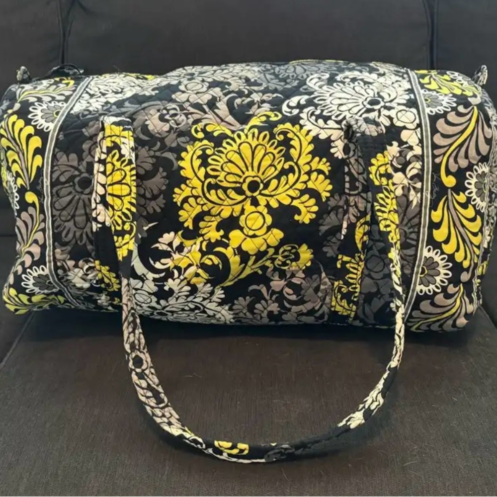 Vera Bradley Black and Yellow Floral Large Duffel Bag - Picture 2 of 6
